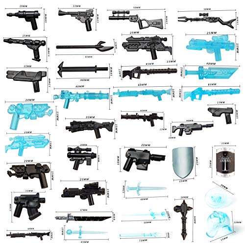 BOUN Kit de Armas para Minifiguras Soldados, 65 Piezas Estilo de Sci-fi Juguete Militar Kit Casco Máscara Espada Larga Compatible con Lego Star Wars