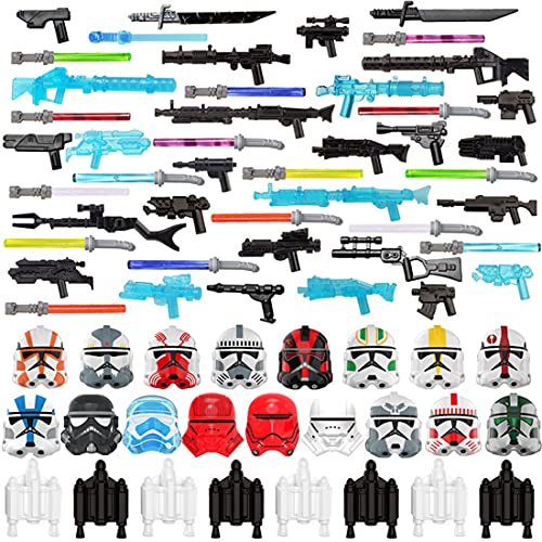 BOUN Kit de Armas para Minifiguras Soldados, 71 Piezas Estilo de Sci-fi Juguete Militar Kit Casco Máscara Espada Larga Compatible con Lego Star Wars