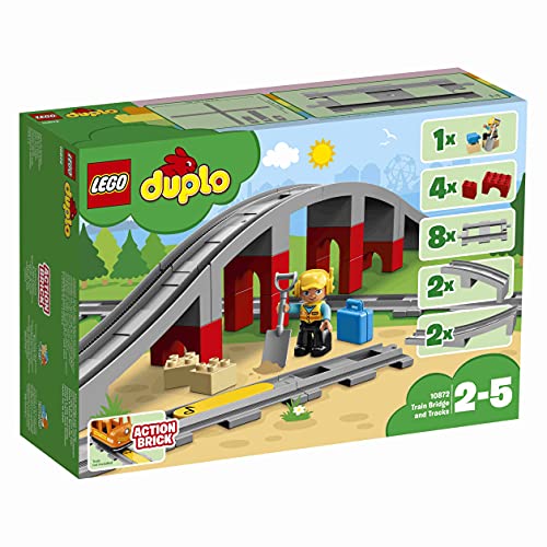 BRICKCOMPLETE Lego Duplo 10882 - Juego de 2 carriles y puente ferroviario 10872