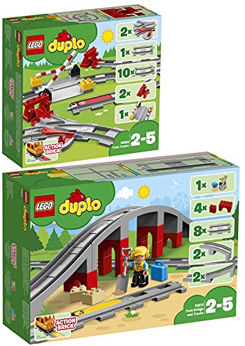 BRICKCOMPLETE Lego Duplo 10882 - Juego de 2 carriles y puente ferroviario 10872