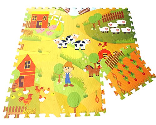 Brigamo Alfombrilla de Puzzle de Granja, 9 Piezas, sin sustancias nocivas.