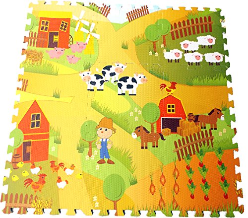 Brigamo Alfombrilla de Puzzle de Granja, 9 Piezas, sin sustancias nocivas.