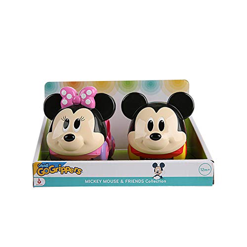 Bright Starts, Disney Baby Pack 2 Vehículos Mickey y Minnie, Colección Oball Go Grippers