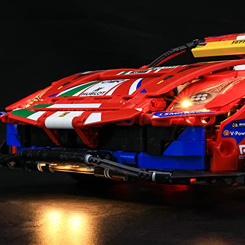 BRIKSMAX Kit de iluminación LED Controlador Remoto Multifuncional para Lego Technic Ferrari 488 GTE AF Corse #51" - Compatible con Lego 42125 Building Blocks Model- No incluir el Conjunto de Lego