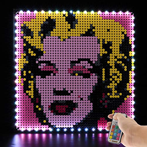 BRIKSMAX Kit de iluminación LED Lego Art Marilyn Monroe de Andy Warhol - Compatible con Lego 31197 Building Blocks Model- No incluir el Conjunto de Lego（Versión de Control Remoto）