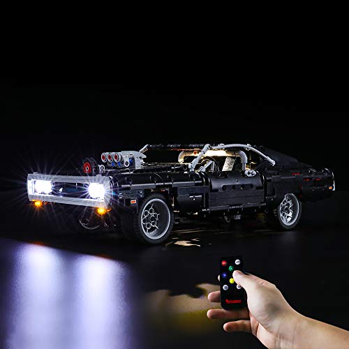 BRIKSMAX Kit de Iluminación Led para Dom’s Dodge Charger,Compatible con Ladrillos de Construcción Lego Modelo 42111, Juego de Legos no Incluido (Versión de Control Remoto)