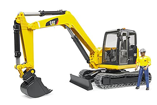 Bruder 02466 – Cat Mini Excavadora de Juguete con Trabajador