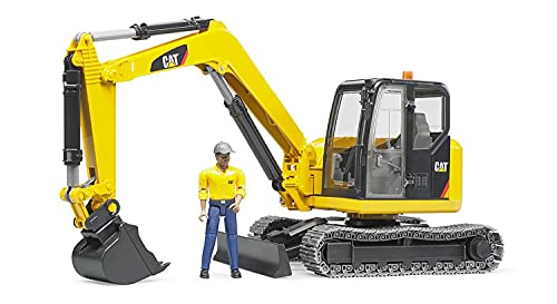 Bruder 02466 – Cat Mini Excavadora de Juguete con Trabajador