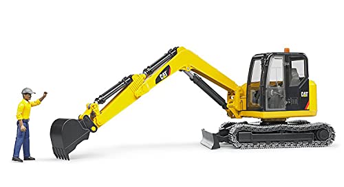 Bruder 02466 – Cat Mini Excavadora de Juguete con Trabajador