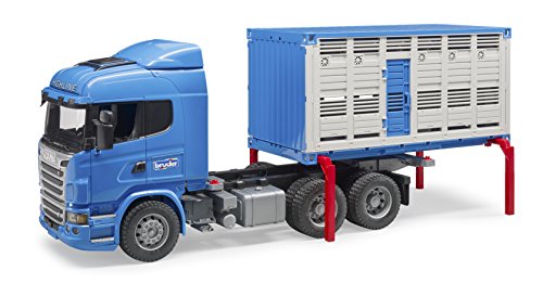 Bruder 03549 – Camión bétaillère Scania r-série con 1 Animal – Azul