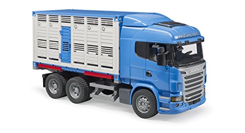 Bruder 03549 – Camión bétaillère Scania r-série con 1 Animal – Azul