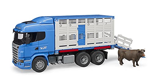 Bruder 03549 – Camión bétaillère Scania r-série con 1 Animal – Azul