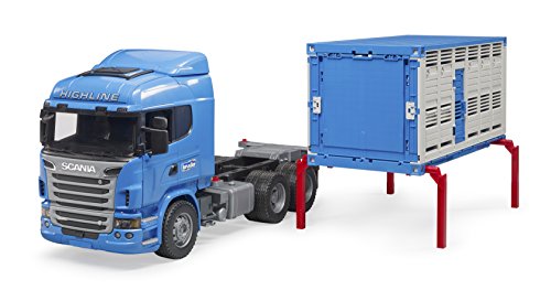 Bruder 03549 – Camión bétaillère Scania r-série con 1 Animal – Azul