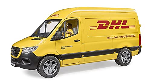 Bruder MB Sprinter DHL 02671 - Juego de Cartas de Juguete (Conductor y Caja de Rejilla con Paquetes)