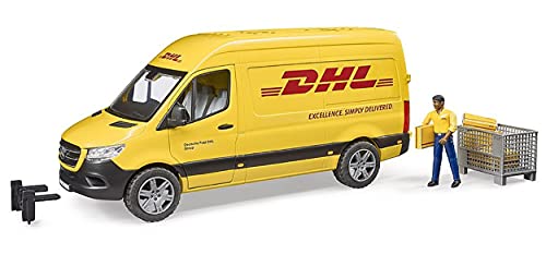 Bruder MB Sprinter DHL 02671 - Juego de Cartas de Juguete (Conductor y Caja de Rejilla con Paquetes)