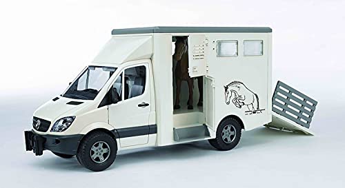 Bruder-S2412070 Mercedes-Benz peliculas y TV Camión Sprinter Caballo, Color Gris, Blanco, 45 x 17 cm (2533)