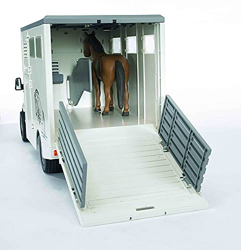 Bruder-S2412070 Mercedes-Benz peliculas y TV Camión Sprinter Caballo, Color Gris, Blanco, 45 x 17 cm (2533)