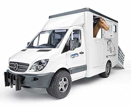 Bruder-S2412070 Mercedes-Benz peliculas y TV Camión Sprinter Caballo, Color Gris, Blanco, 45 x 17 cm (2533)