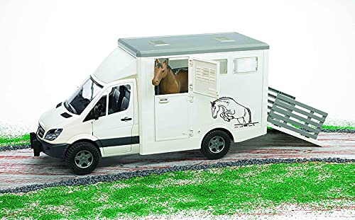 Bruder-S2412070 Mercedes-Benz peliculas y TV Camión Sprinter Caballo, Color Gris, Blanco, 45 x 17 cm (2533)