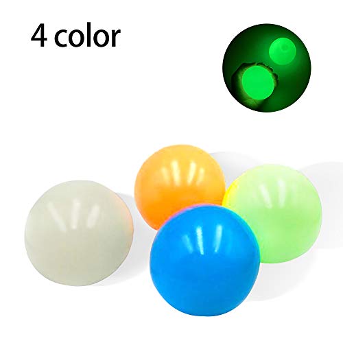 BSTQC Estrés Pelota 4 pcs Luminoso Estrés Alivio Pelotas Pegajoso Pelota Juego Atrapar Pelota para Niños Padres Estrés Alivio Juguetes