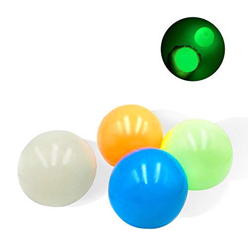 BSTQC Estrés Pelota 4 pcs Luminoso Estrés Alivio Pelotas Pegajoso Pelota Juego Atrapar Pelota para Niños Padres Estrés Alivio Juguetes