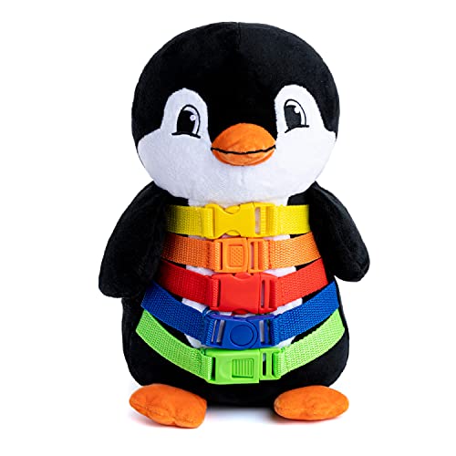 BUCKLE TOY Blizzard Penguin - Toddler Early Learning Basic Life Skills Children's Plush Travel Activity by Buckle Toys