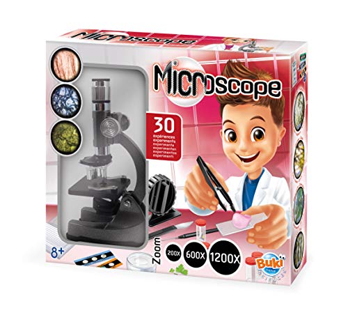 Buki France MS907B - Microscopio 30 Experimentos + Duracell Pilas de botón de Litio 2032 de 3 V, Paquete de 2, con Tecnología Baby Secure