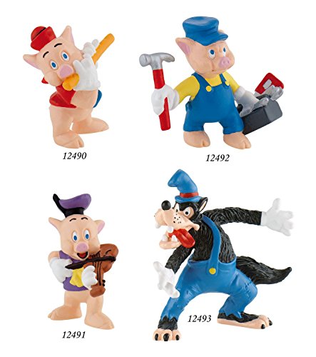 Bullyland 12491 - Figura de Juego, Walt Disney 3 cerditos, Violinista, Aprox. 6 cm de Altura, Figura Pintada a Mano, sin PVC, para Que los niños jueguen de Forma imaginativa