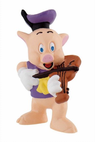 Bullyland 12491 - Figura de Juego, Walt Disney 3 cerditos, Violinista, Aprox. 6 cm de Altura, Figura Pintada a Mano, sin PVC, para Que los niños jueguen de Forma imaginativa