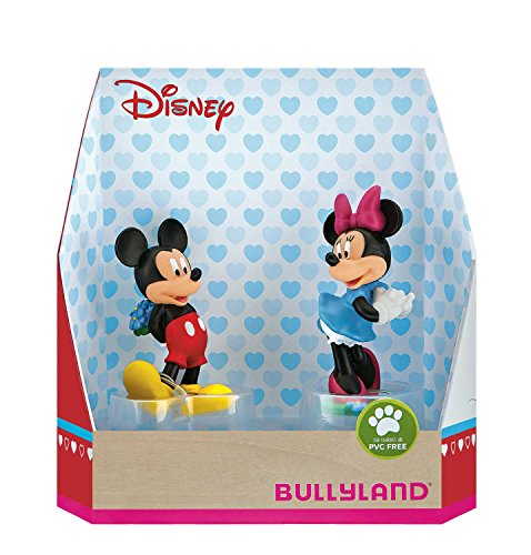 Bullyland 15077 – Juego de Figuras de Walt Disney Mickey Valentine – Mickey y Minnie, Figuras pintadas a Mano, sin PVC, Regalo Ideal para niños y niñas para Jugar de fantasía