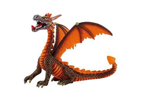 Bullyland 75595-Figura de Juego, dragón Sentado Naranja, Aprox. 11 cm de Altura, Figura Pintada a Mano, sin PVC, para Que los niños jueguen de Forma imaginativa, Color Colorido (75595)