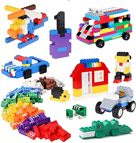 burgkidz 520 Piezas Bloques de Construcción, con Caja de Almacenamiento y Placa Base de Construcción, Compatible con Todos Los Ladrillos de Las Principales Marcas (520 Pieces)