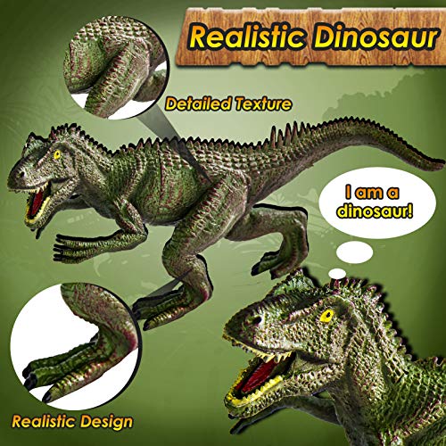 BUYGER 58 Pcs Dinosaurio Juguetes con Tapete de Juego y Arboles, Tyrannosaurus Rex, Spinosaurus, Juego de Dinosaurios Regalos para Niños Niña 3 4 5 Años