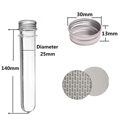 BUYGOO 15 Piezas Tubos de ensayo Transparente 40 ml Tubos de Prueba con Tapa de presión Bueno Sellado Recipiente de Almacenamiento