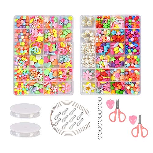 BUYGOO Abalorios Perlas de Resina Acrílica Cuentas Redondas Abalorios Colores Piedras para Pulseras Joyas DIY Manualid para niños