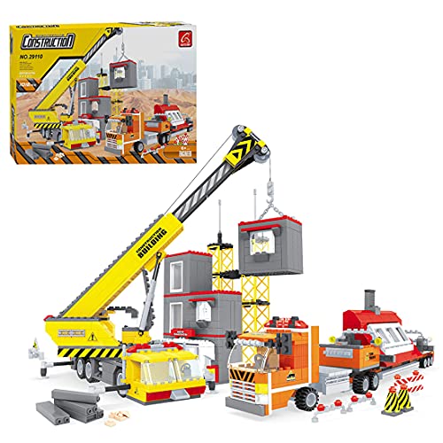 CALEN 42108 Technics Crane Trailer Vehículo, 1016 piezas móvil grúa camión juguete construcción vehículos Set de construcción, compatible con Lego Technics