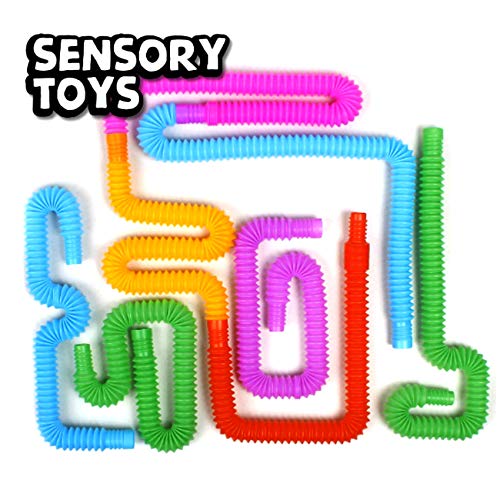 CaLeQi Mini Sensory Tube Juguetes Educativos para Niños Interesante Elástico Diversión Aliviar el Estrés Juguetes TDAH Juguetes Creativos Niños y Niñas Con Autismo Y Desatención 8pcs