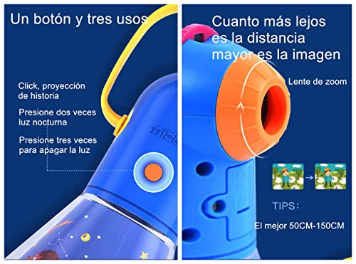 Calistouk Lámpara de proyección proyector de Historia multifunción niños educación temprana Cielo Estrellado luz de sueño Juguete Luminoso