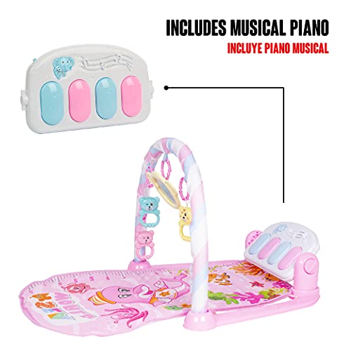 Calma Dragon Manta de Gimnasio para Bebes, Alfomba Musical con Piano, Esterilla con Juegos Infantil, Actividades y Juguetes para el Suelo. Ancho: 48.5cm, largo: 72cm (Rosa)