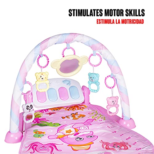 Calma Dragon Manta de Gimnasio para Bebes, Alfomba Musical con Piano, Esterilla con Juegos Infantil, Actividades y Juguetes para el Suelo. Ancho: 48.5cm, largo: 72cm (Rosa)