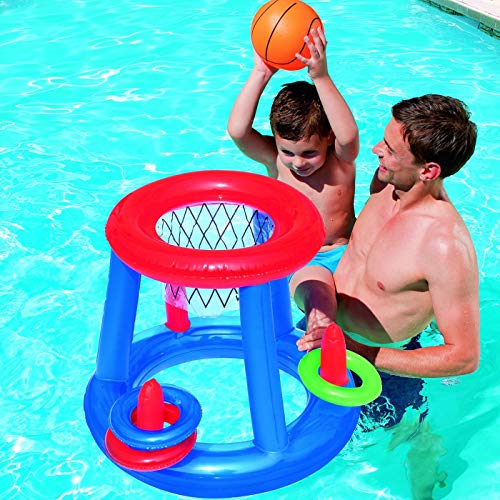 Canasta de Baloncesto Hinchable con Pelota y 3 Aros 61 cm