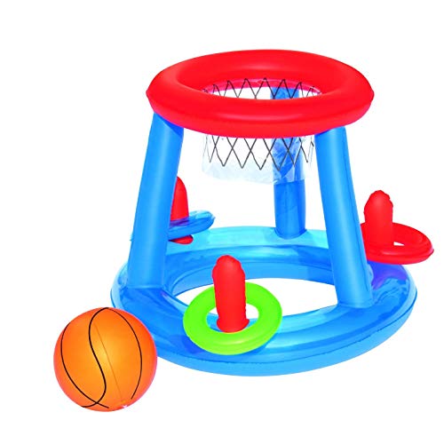 Canasta de Baloncesto Hinchable con Pelota y 3 Aros 61 cm