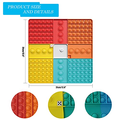 Canvall Juego de burbujas de gran tamaño, juguete sensorial para aliviar la presión, tablero de ajedrez arco iris, juguetes relajantes para fiestas, vacaciones, amigos y familia de padres e hijos