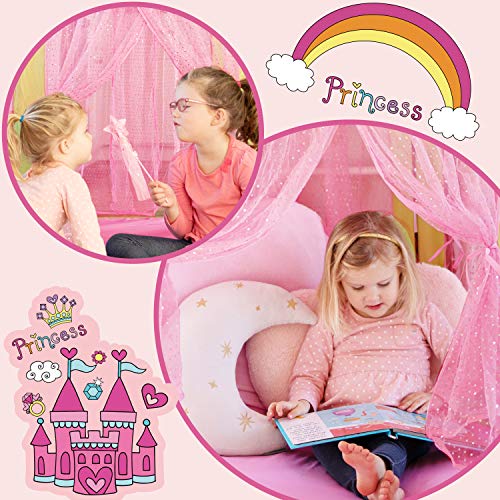 Carpa para niños Princess Castle for Girls - Glitter Castle Pop Up Play Carpa Tote Bag - Niños Playhouse Toy para Juegos de Interior y Exterior 41 "X 55" (DxH)