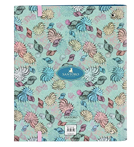 Carpeta 4 Anillas de 30mm de SANTORO 512013666 Mirabelle Marina con 100 Hojas A4, 270x35x320 mm