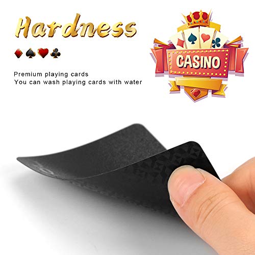 Cartas Poker, 2PCS Cartas Poker Plastificadas, Baraja Poker Plastico Negro, Novedad Cartas de Poker Profesional, Cartas de Poker Impermeables Cartas Clásicas para niños y Adultos Mesa Juegos de Cartas