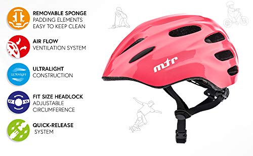 Casco Bicicleta Bebe Helmet Bici Ciclismo para Niño - Cascos para Infantil Bici Helmet para Patinete Ciclismo Montaña BMX Carretera Skate Patines monopatines KS01 (S 48-52 cm, MTR Pink)