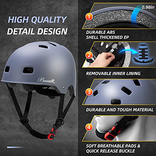 Casco Bicicleta, Casco de monopatín Ajustable multideportivo para niños jóvenes Adultos, Resistencia al Impacto ventilación Seguridad Casco Protector para patineta BMX Patinaje sobre Ruedas en línea