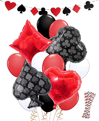 Casino Party Decorations Game Night Casino Straws Globos Banner para Poker Party Supplies