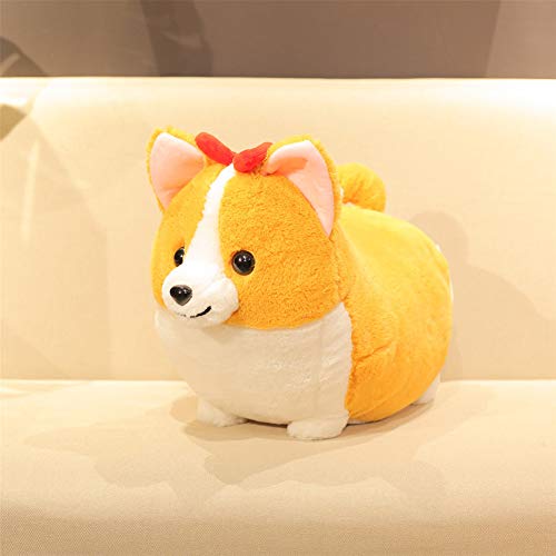 Catkoo Peluche de perro Corgi de pie con moño de peluche, ideal para decoración de sofá, regalo perfecto para Navidad de Año Nuevo, San Valentín